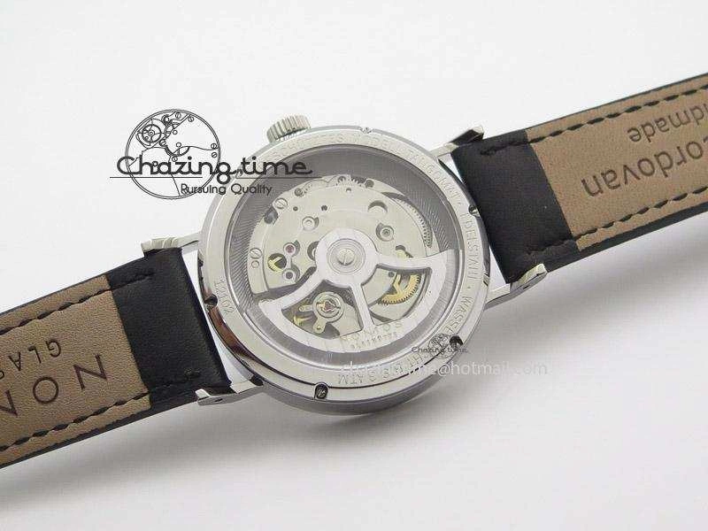 Tangente SS White Dial On Blue Number Markers Red Handset On Black Leather Strap A2813