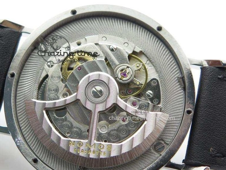 Tangente SS White Dial On Blue Number Markers Red Handset On Black Leather Strap A2813