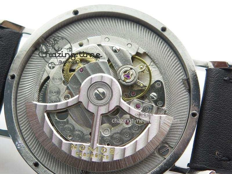 Tangente SS White Dial On Blue Number Markers Red Handset On Black Leather Strap A2813