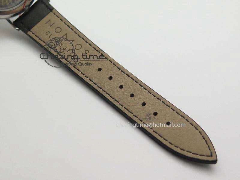 Tangente SS White Dial On Blue Number Markers Red Handset On Black Leather Strap A2813