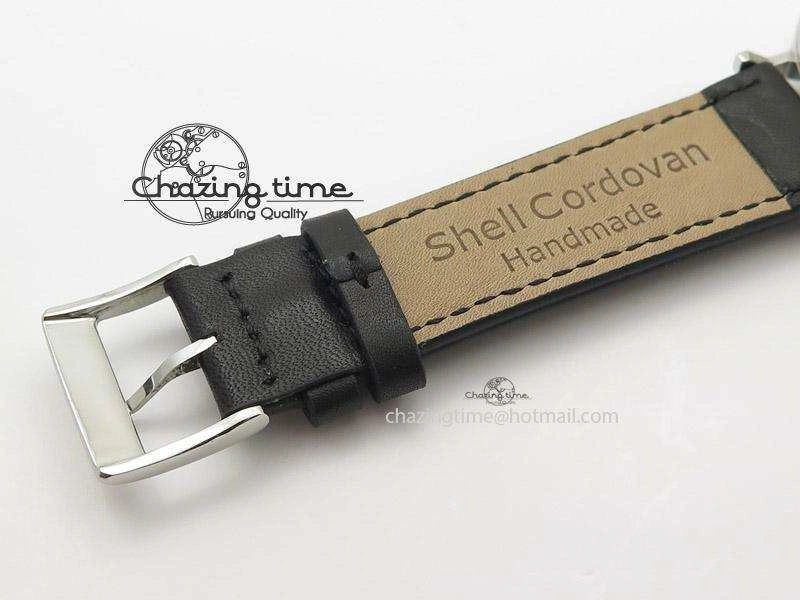 Tangente SS White Dial On Blue Number Markers Red Handset On Black Leather Strap A2813
