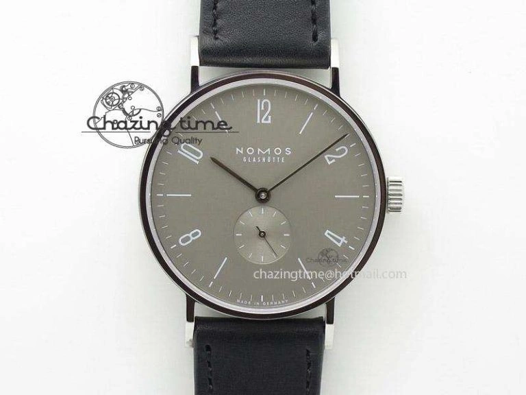 Tangente SS White Dial On Blue Number Markers Red Handset On Black Leather Strap A2813