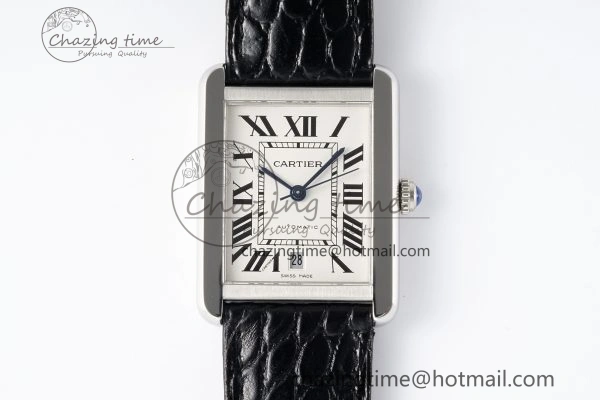 Tank 41 SS APSF 1:1 Best Edition White Dial on Black Croco Leather Strap MIYOTA 9015
