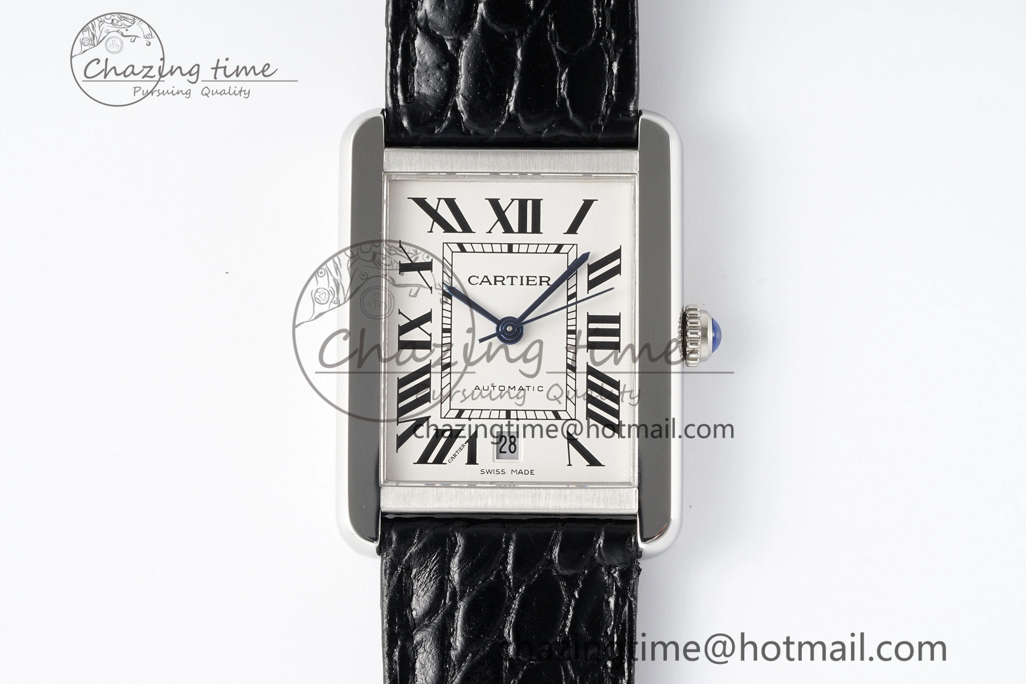 Tank 41 SS APSF 1:1 Best Edition White Dial on Black Croco Leather Strap MIYOTA 9015