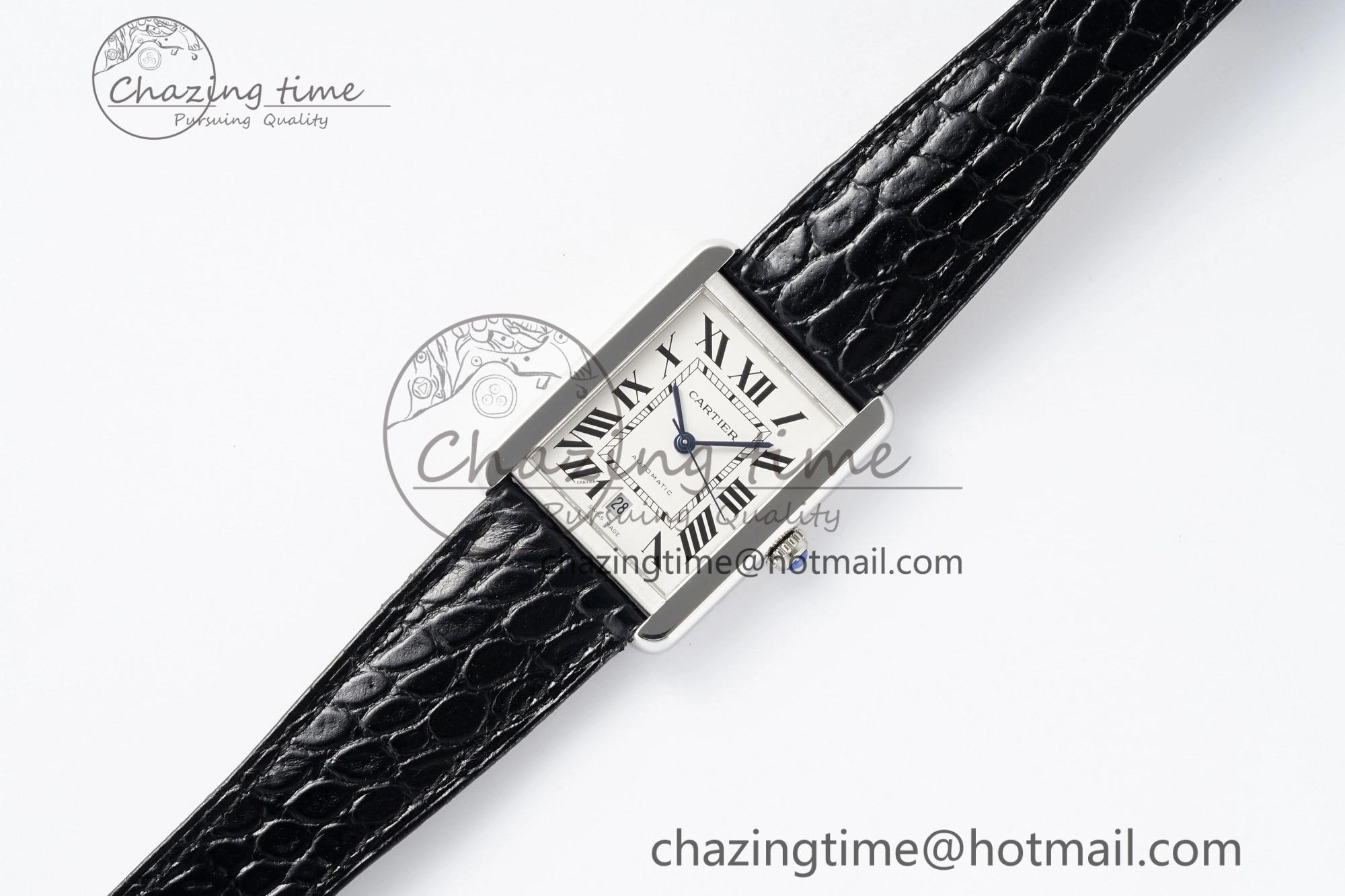 Tank 41 SS APSF 1:1 Best Edition White Dial on Black Croco Leather Strap MIYOTA 9015