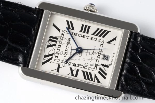 Tank 41 SS APSF 1:1 Best Edition White Dial on Black Croco Leather Strap MIYOTA 9015