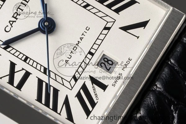 Tank 41 SS APSF 1:1 Best Edition White Dial on Black Croco Leather Strap MIYOTA 9015