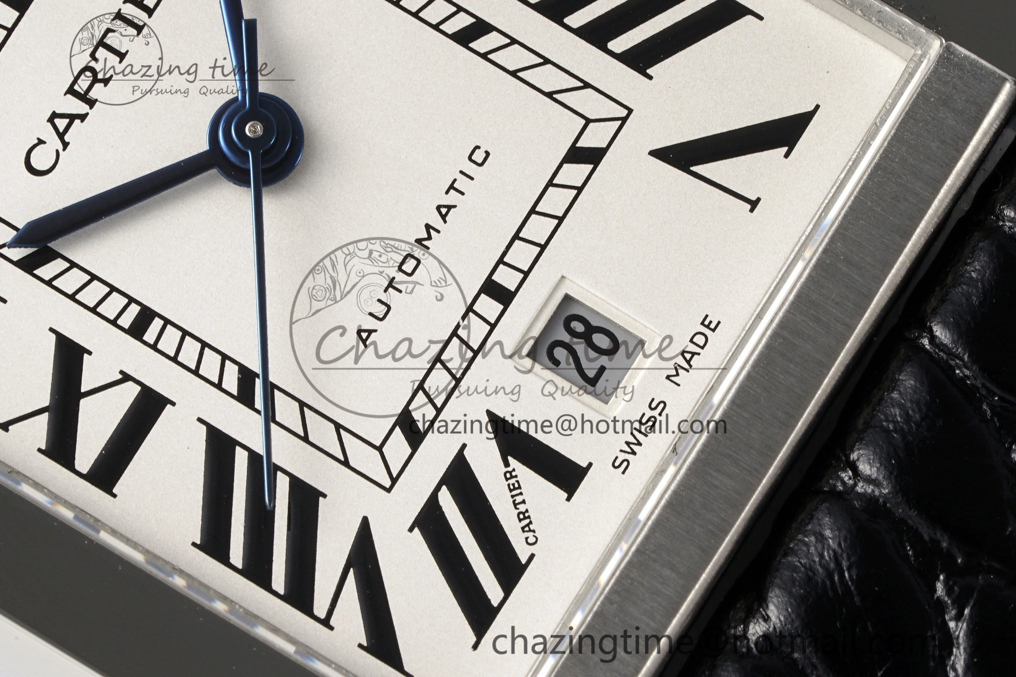 Tank 41 SS APSF 1:1 Best Edition White Dial on Black Croco Leather Strap MIYOTA 9015