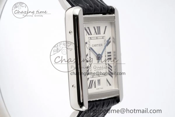 Tank 41 SS APSF 1:1 Best Edition White Dial on Black Croco Leather Strap MIYOTA 9015