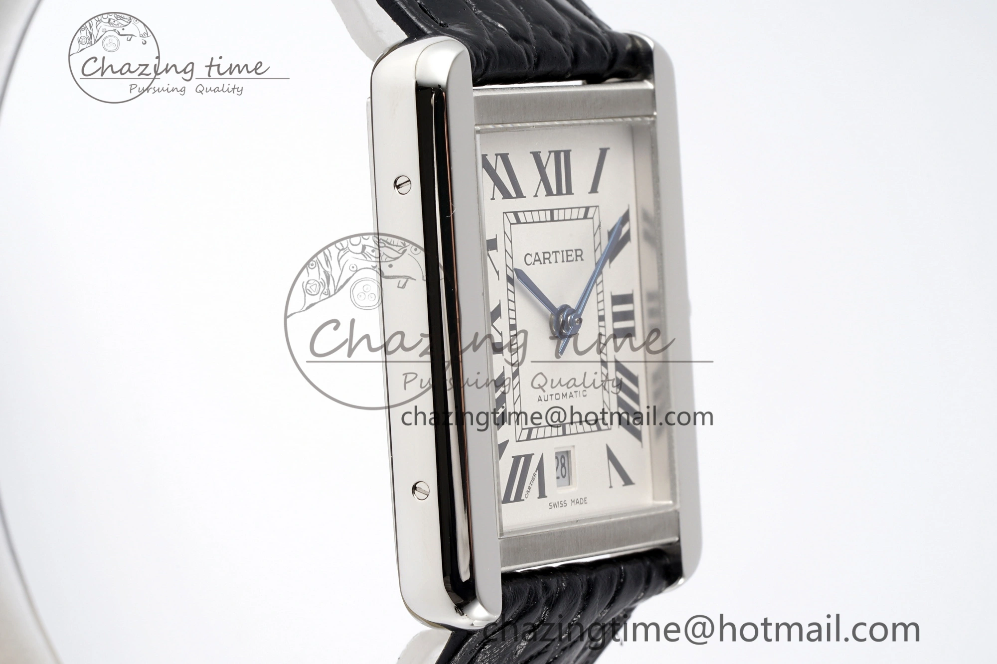 Tank 41 SS APSF 1:1 Best Edition White Dial on Black Croco Leather Strap MIYOTA 9015