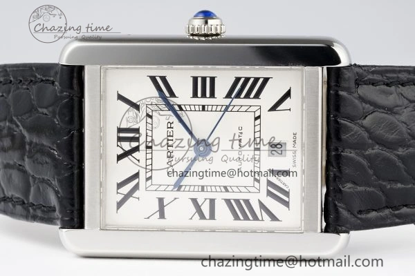 Tank 41 SS APSF 1:1 Best Edition White Dial on Black Croco Leather Strap MIYOTA 9015