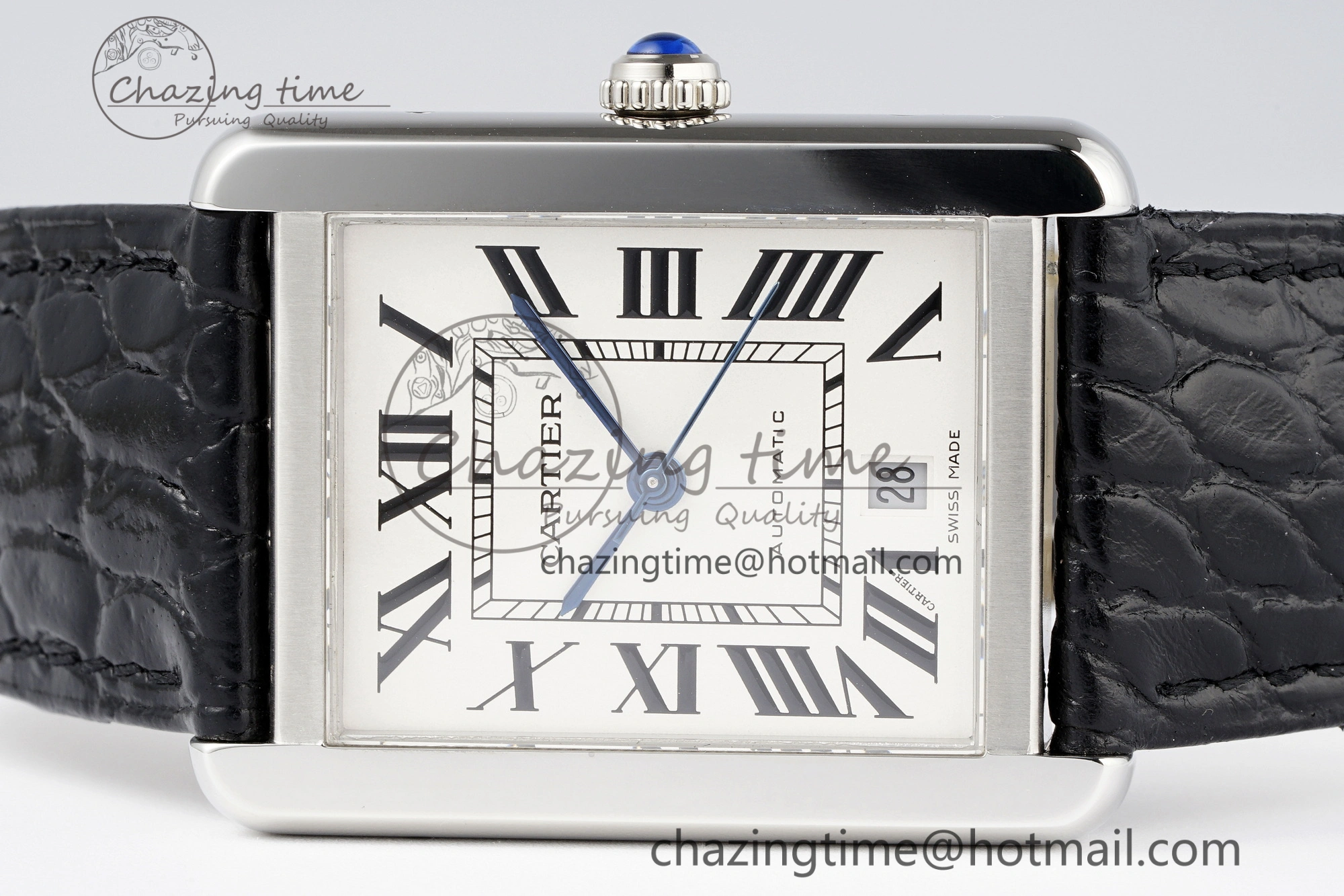 Tank 41 SS APSF 1:1 Best Edition White Dial on Black Croco Leather Strap MIYOTA 9015