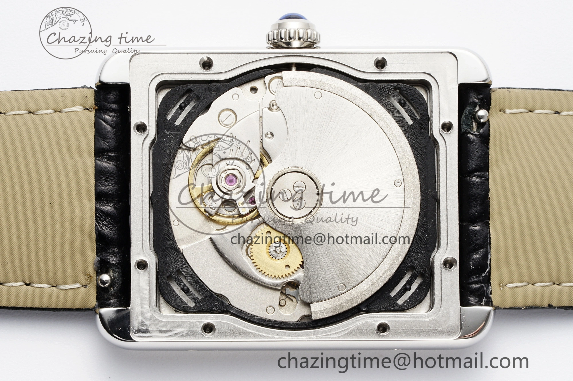 Tank 41 SS APSF 1:1 Best Edition White Dial on Black Croco Leather Strap MIYOTA 9015
