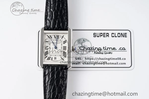Tank 41 SS APSF 1:1 Best Edition White Dial on Black Croco Leather Strap MIYOTA 9015