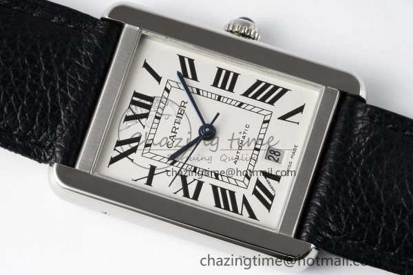 Tank 41 SS APSF 1:1 Best Edition White Dial on Black Leather Strap MIYOTA 9015