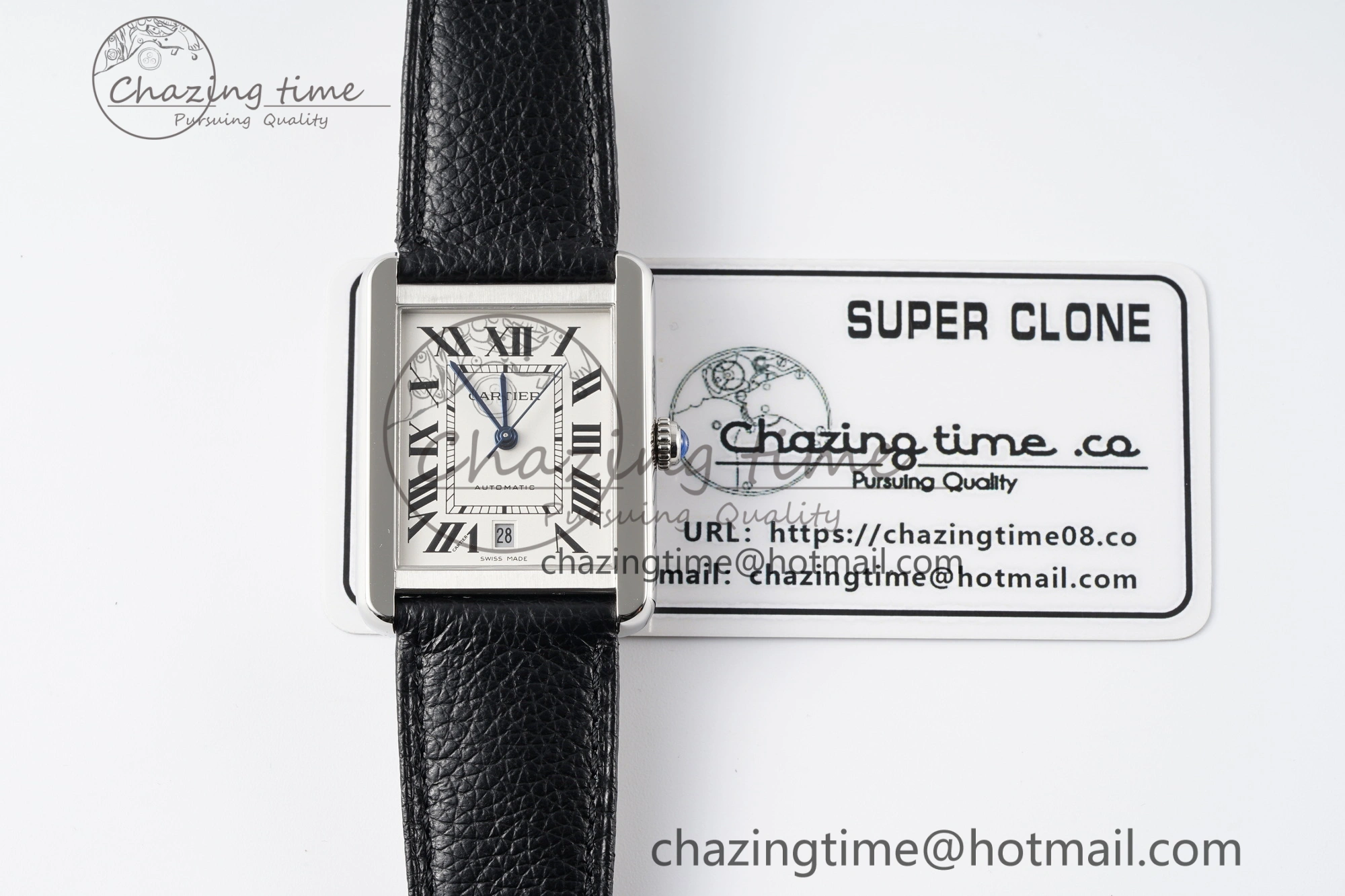 Tank 41 SS APSF 1:1 Best Edition White Dial on Black Leather Strap MIYOTA 9015