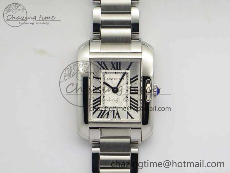 Tank Anglaise Ladies SS GSF 1:1 Best Edition White Dial On SS Bracelet Quartz