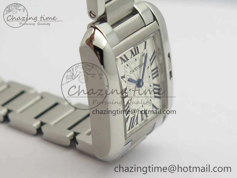 Tank Anglaise Ladies SS GSF 1:1 Best Edition White Dial On SS Bracelet Quartz