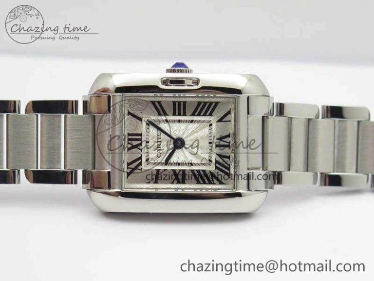 Tank Anglaise Ladies SS GSF 1:1 Best Edition White Dial On SS Bracelet Quartz