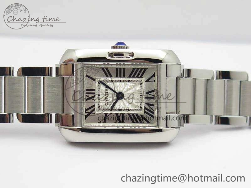 Tank Anglaise Ladies SS GSF 1:1 Best Edition White Dial On SS Bracelet Quartz