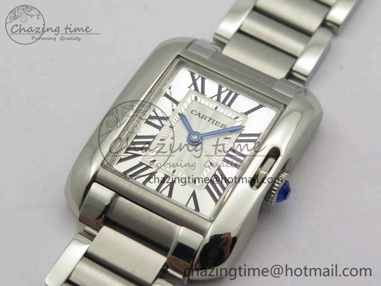 Tank Anglaise Ladies SS GSF 1:1 Best Edition White Dial On SS Bracelet Quartz