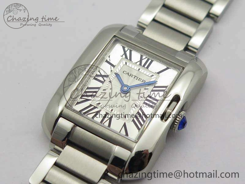 Tank Anglaise Ladies SS GSF 1:1 Best Edition White Dial On SS Bracelet Quartz