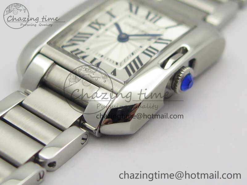 Tank Anglaise Ladies SS GSF 1:1 Best Edition White Dial On SS Bracelet Quartz