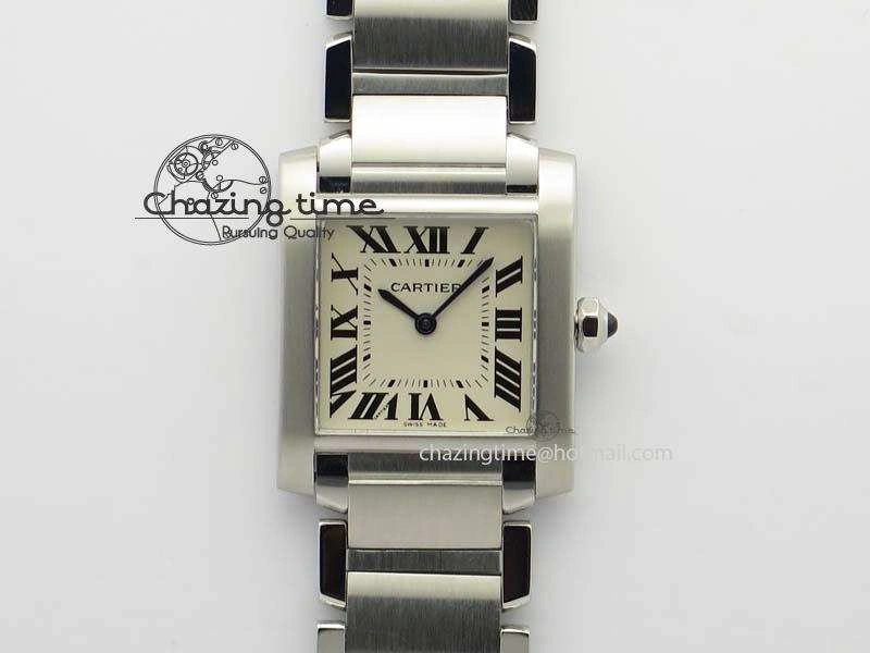 Tank Francaise 30mm Ladies SS TW 1:1 Best Edition White Dial On SS Bracelet Ronda Quartz