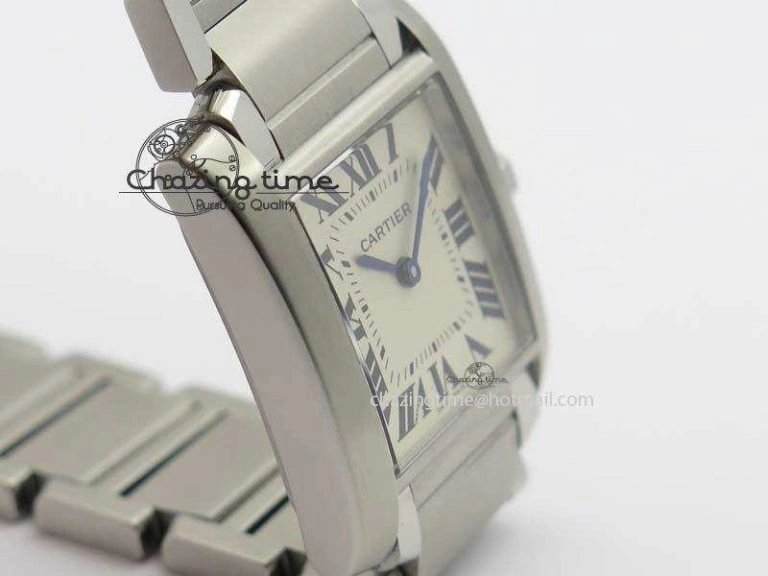 Tank Francaise 30mm Ladies SS TW 1:1 Best Edition White Dial On SS Bracelet Ronda Quartz