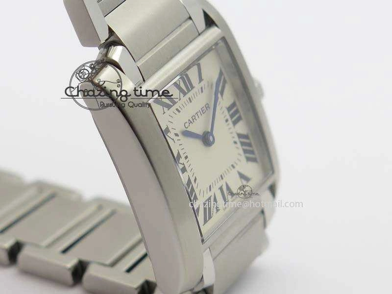Tank Francaise 30mm Ladies SS TW 1:1 Best Edition White Dial On SS Bracelet Ronda Quartz