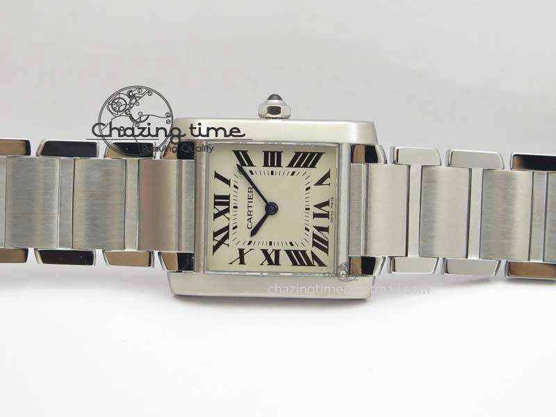 Tank Francaise 30mm Ladies SS TW 1:1 Best Edition White Dial On SS Bracelet Ronda Quartz