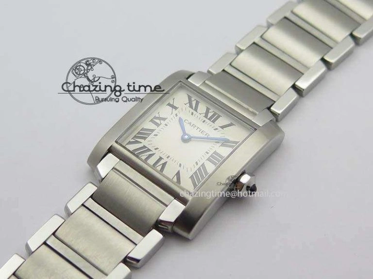 Tank Francaise 30mm Ladies SS TW 1:1 Best Edition White Dial On SS Bracelet Ronda Quartz