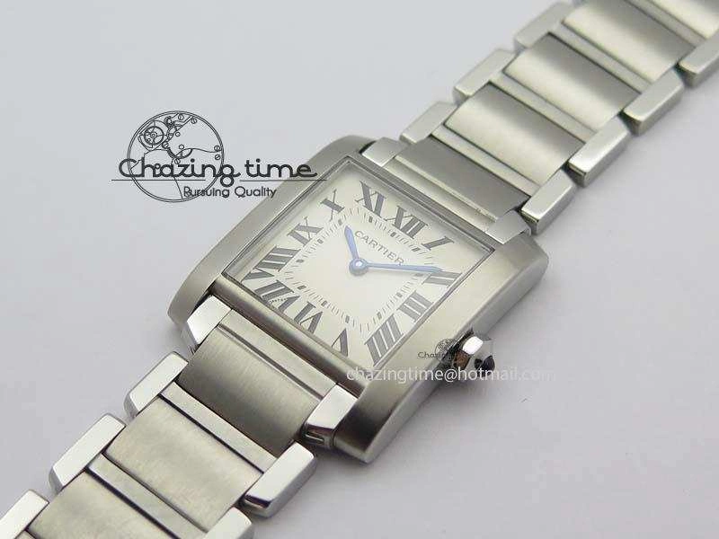 Tank Francaise 30mm Ladies SS TW 1:1 Best Edition White Dial On SS Bracelet Ronda Quartz