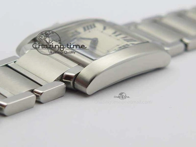 Tank Francaise 30mm Ladies SS TW 1:1 Best Edition White Dial On SS Bracelet Ronda Quartz