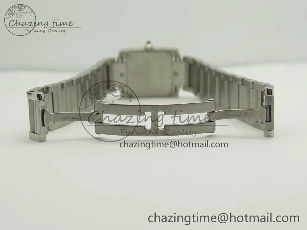 Tank Francaise Ladies 25mm SS 8848F 1:1 Best Edition Pink Dial on SS Bracelet Ronda Quartz