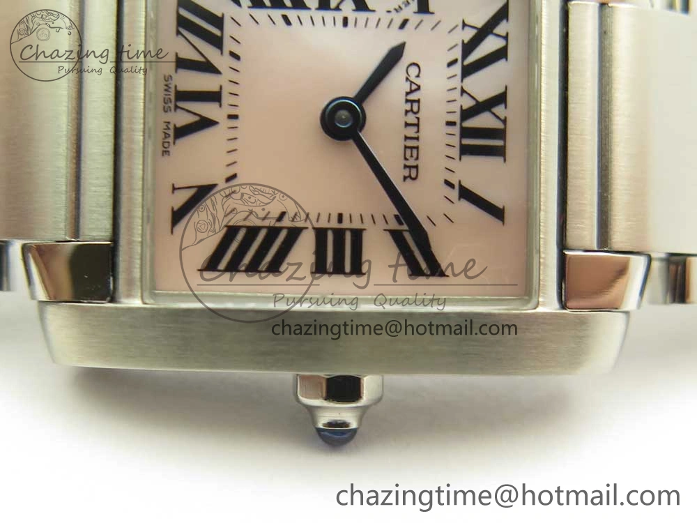 Tank Francaise Ladies 25mm SS 8848F 1:1 Best Edition Pink Dial on SS Bracelet Ronda Quartz