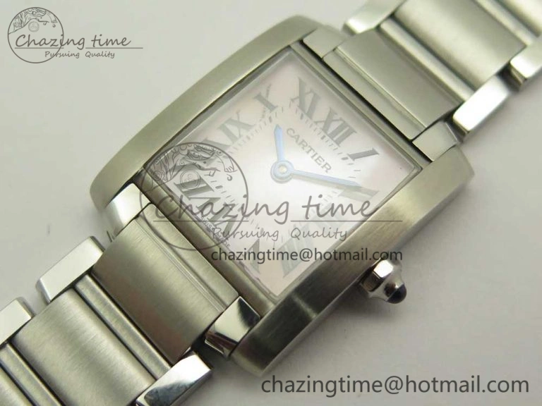 Tank Francaise Ladies 25mm SS 8848F 1:1 Best Edition Pink Dial on SS Bracelet Ronda Quartz