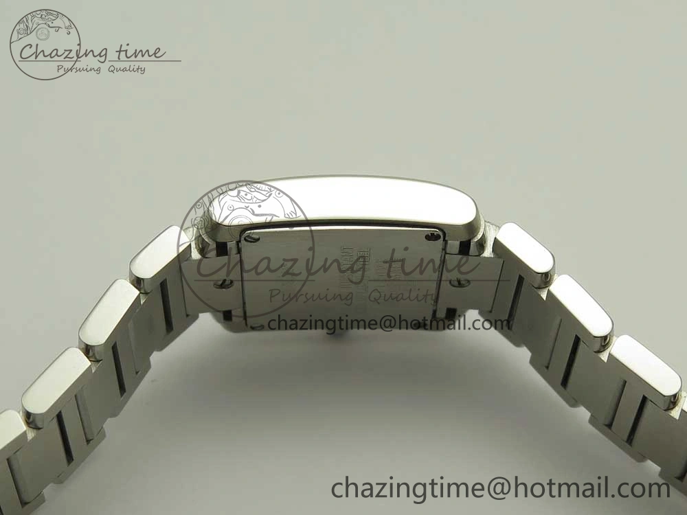 Tank Francaise Ladies 25mm SS 8848F 1:1 Best Edition Pink Dial on SS Bracelet Ronda Quartz