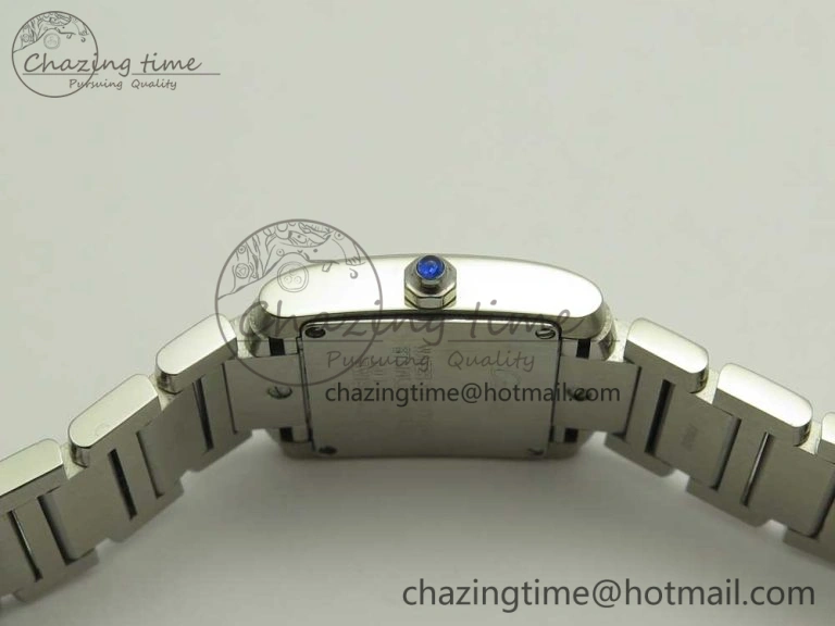Tank Francaise Ladies 25mm SS 8848F 1:1 Best Edition Pink Dial on SS Bracelet Ronda Quartz