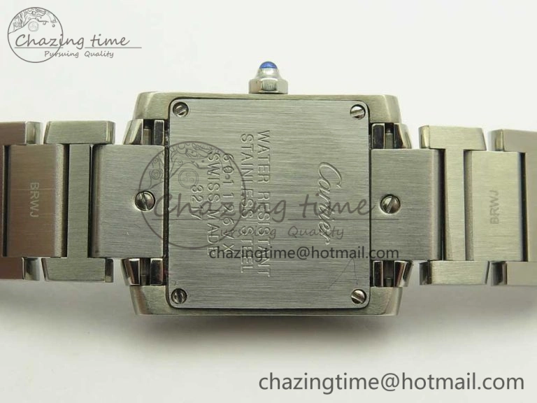 Tank Francaise Ladies 25mm SS 8848F 1:1 Best Edition Pink Dial on SS Bracelet Ronda Quartz