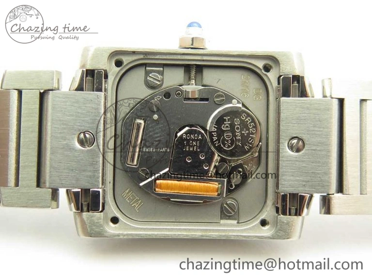 Tank Francaise Ladies 25mm SS 8848F 1:1 Best Edition Pink Dial on SS Bracelet Ronda Quartz
