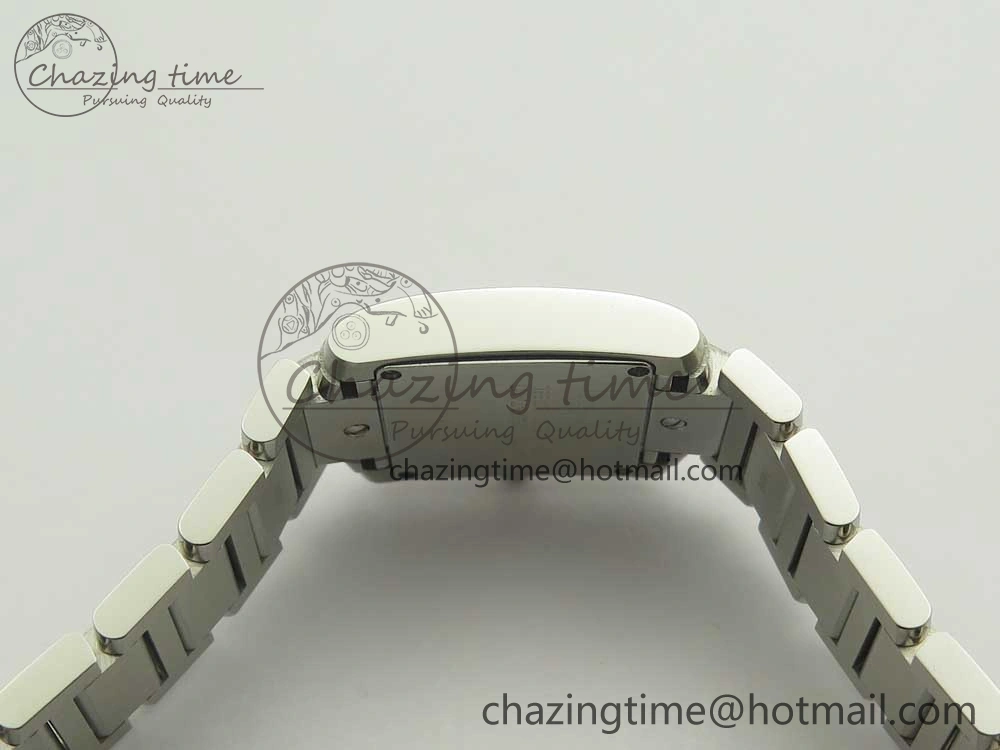 Tank Francaise Ladies 25mm SS 8848F 1:1 Best Edition White Dial Diamond Markers on SS Bracelet Ronda Quartz