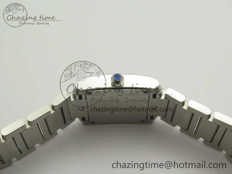 Tank Francaise Ladies 25mm SS 8848F 1:1 Best Edition White Dial Diamond Markers on SS Bracelet Ronda Quartz