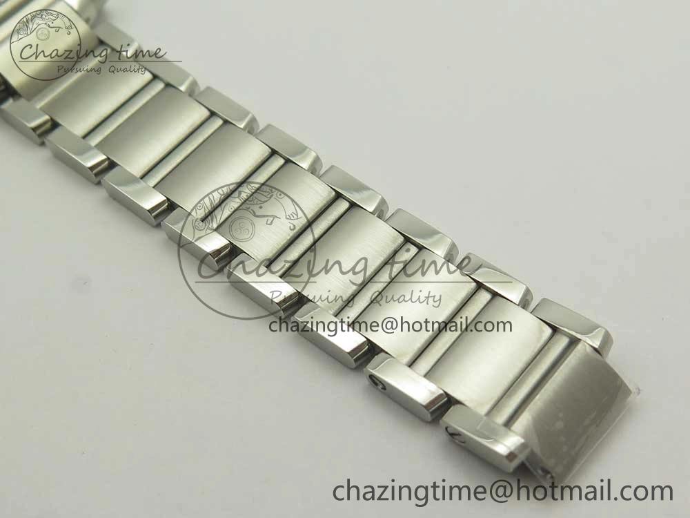 Tank Francaise Ladies 25mm SS 8848F 1:1 Best Edition White Dial Diamond Markers on SS Bracelet Ronda Quartz