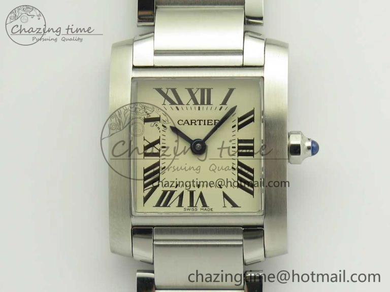 Tank Francaise Ladies 25mm SS 8848F 1:1 Best Edition White Dial on SS Bracelet Ronda Quartz