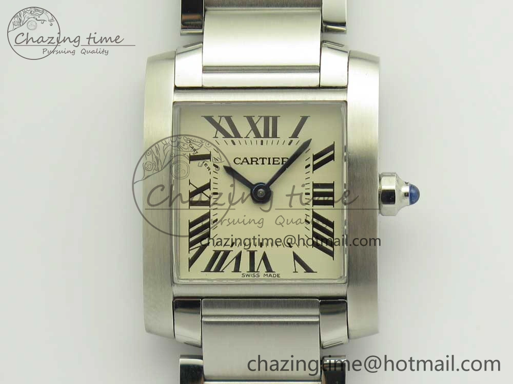 Tank Francaise Ladies 25mm SS 8848F 1:1 Best Edition White Dial on SS Bracelet Ronda Quartz