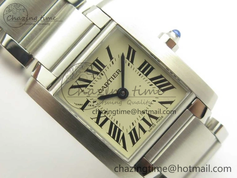 Tank Francaise Ladies 25mm SS 8848F 1:1 Best Edition White Dial on SS Bracelet Ronda Quartz