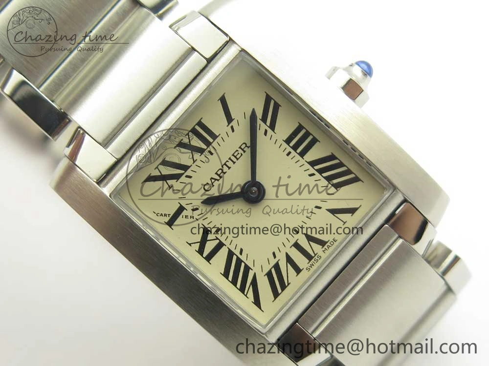 Tank Francaise Ladies 25mm SS 8848F 1:1 Best Edition White Dial on SS Bracelet Ronda Quartz