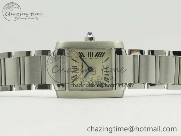 Tank Francaise Ladies 25mm SS 8848F 1:1 Best Edition White Dial on SS Bracelet Ronda Quartz
