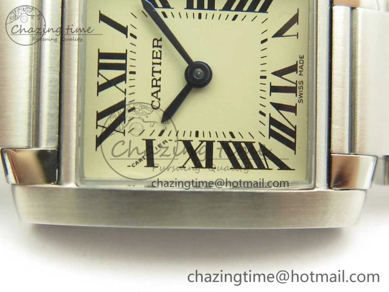 Tank Francaise Ladies 25mm SS 8848F 1:1 Best Edition White Dial on SS Bracelet Ronda Quartz